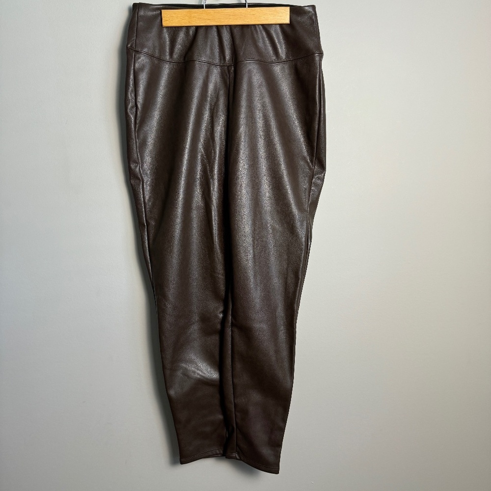 NEW Ricki's LENI Legging Women's Brown Faux Leather Pants Size Large High Waist‎